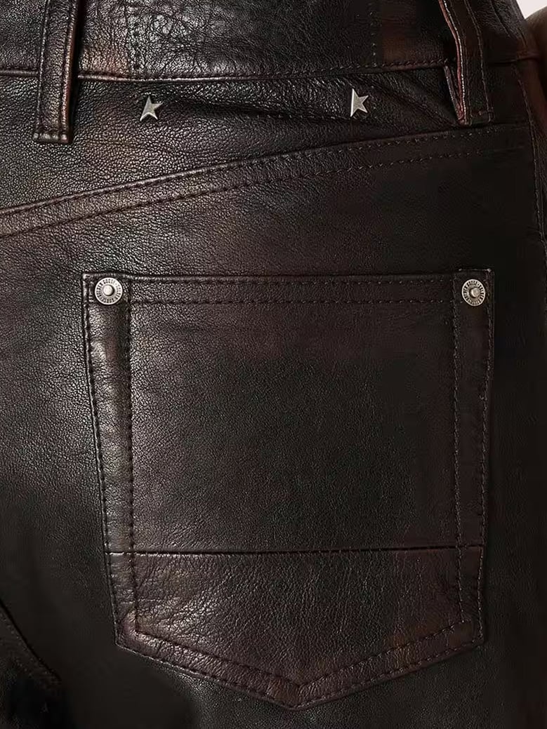 trousers peg leather brown by Selfnex