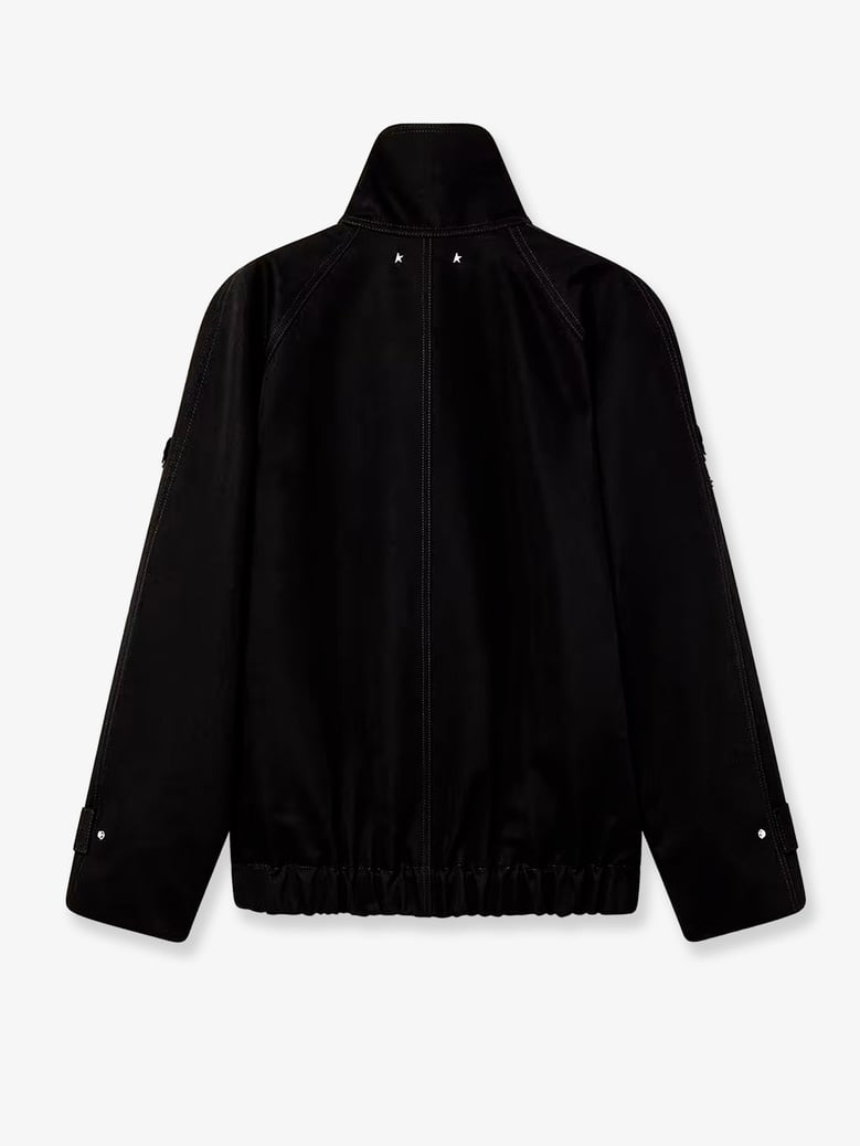 black denim jacket with floral sequin details by Selfnex