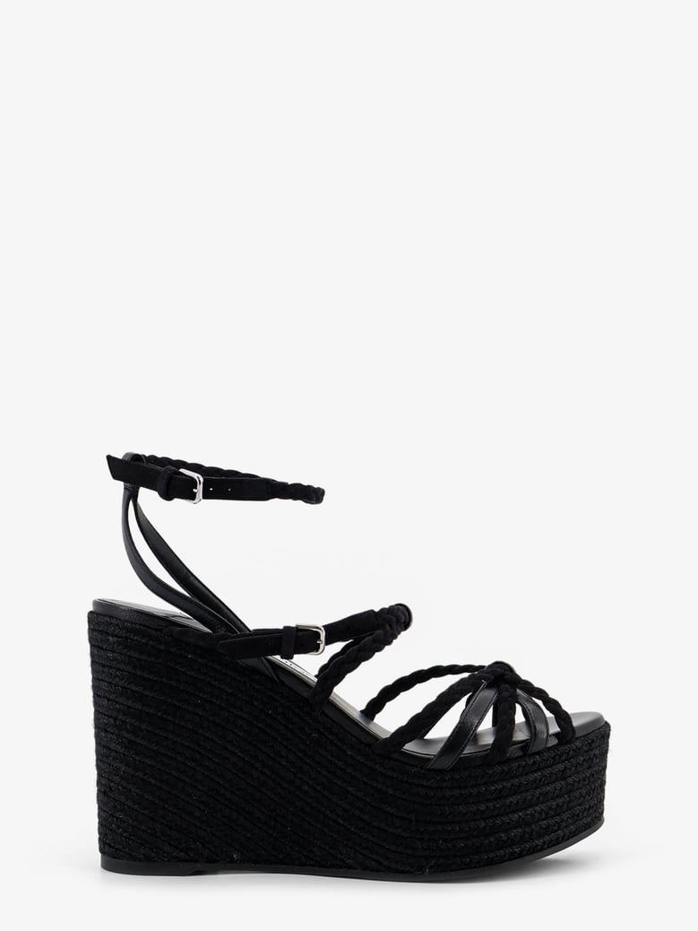 sandals nyra leather/raffia black by Selfnex