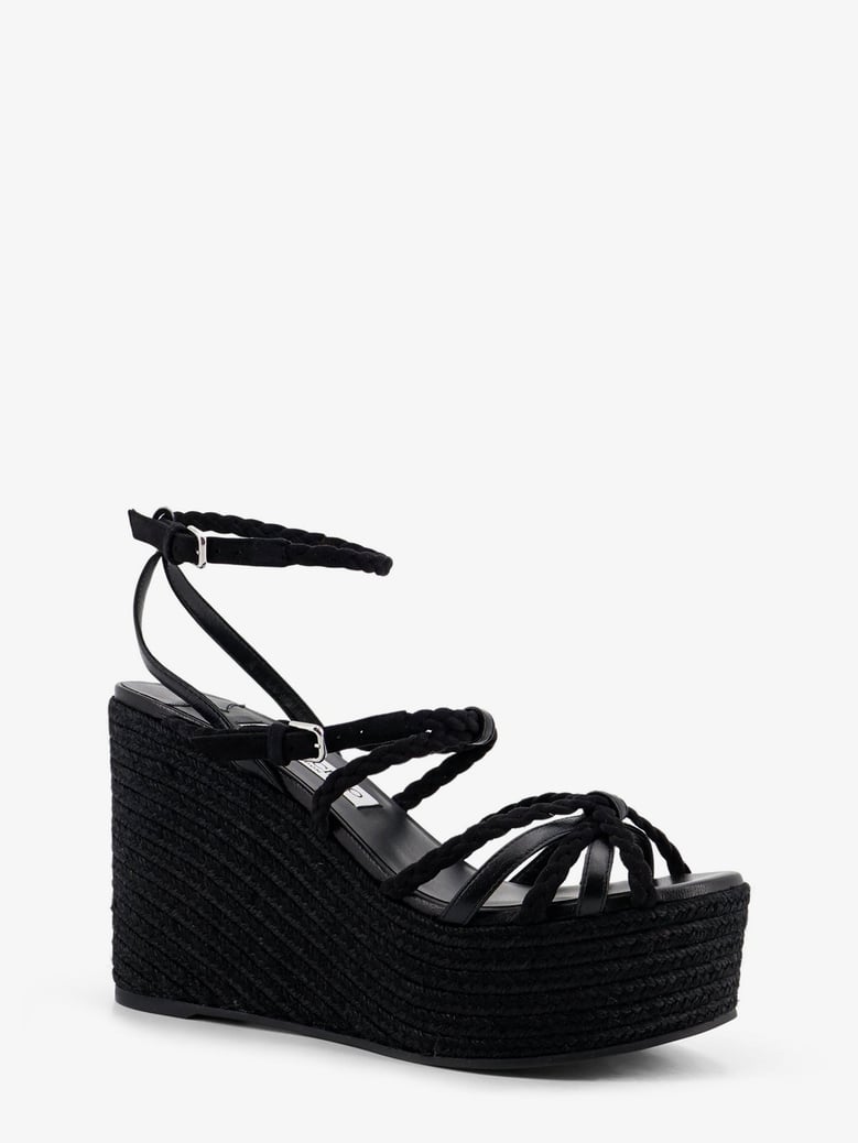 sandals nyra leather/raffia black by Selfnex