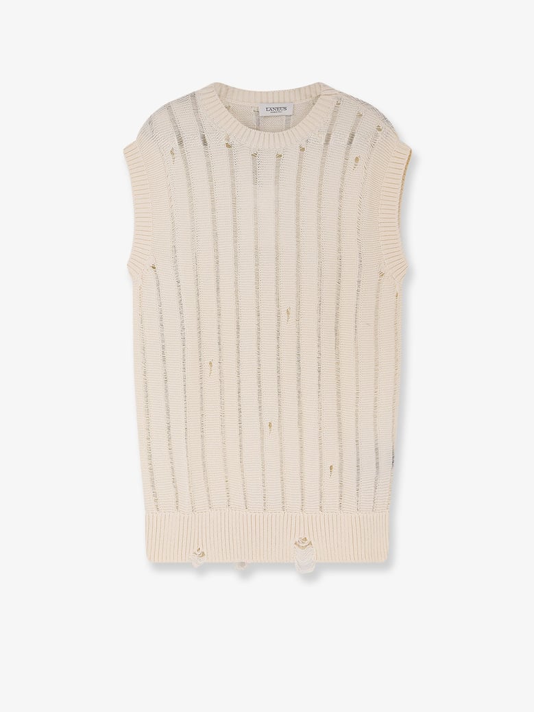destroyed effect cotton vest by Selfnex