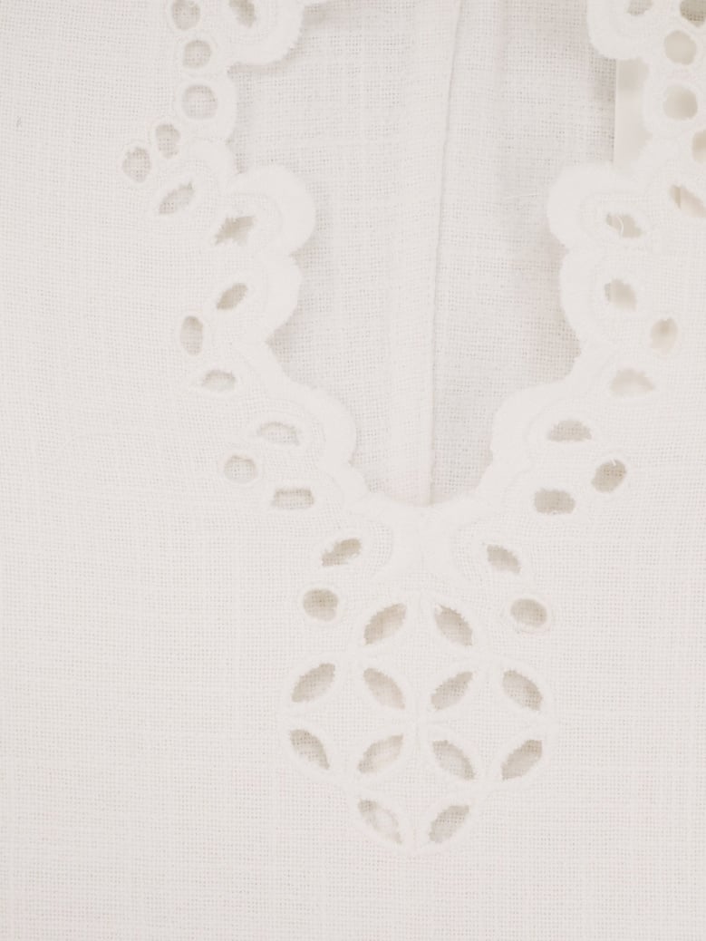 cotton v-neck shirt with embroidered trim by Selfnex