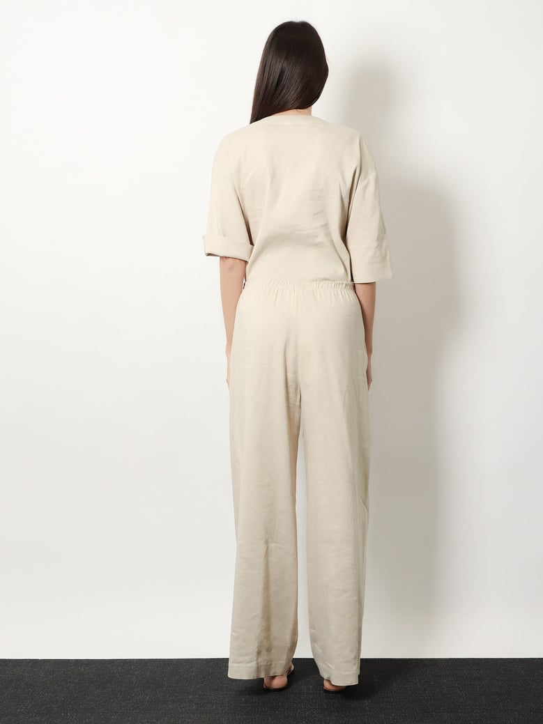 trousers mxpdestino beige linen-viscose by Selfnex