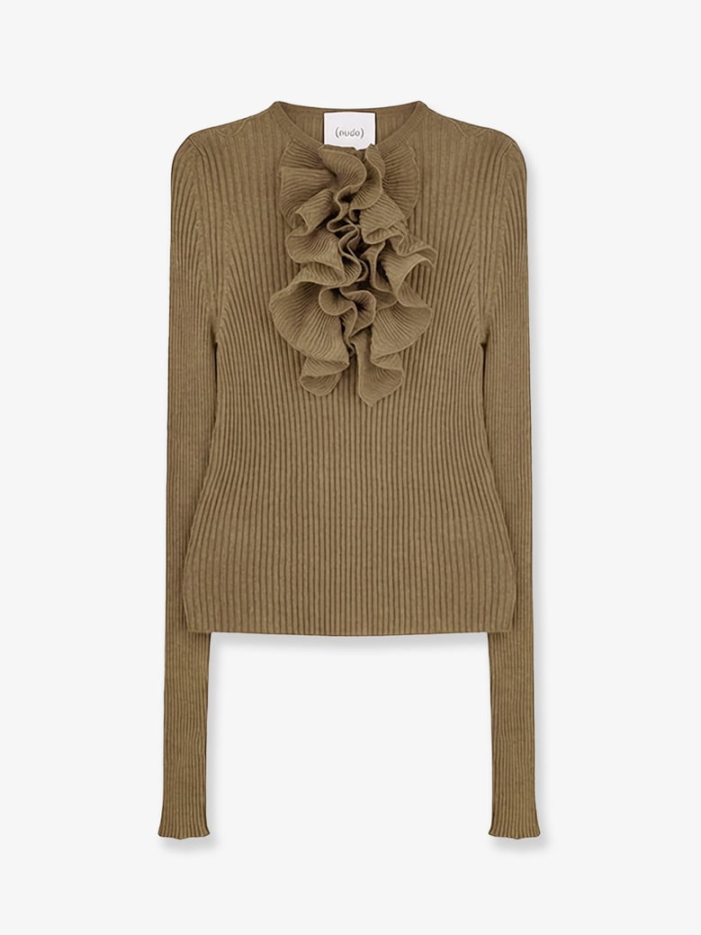 ribbed cotton-blend sweater green by Selfnex