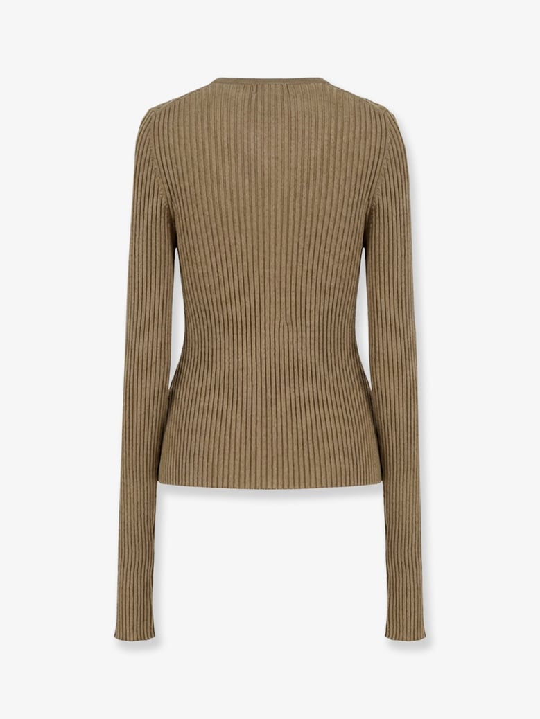 ribbed cotton-blend sweater green by Selfnex