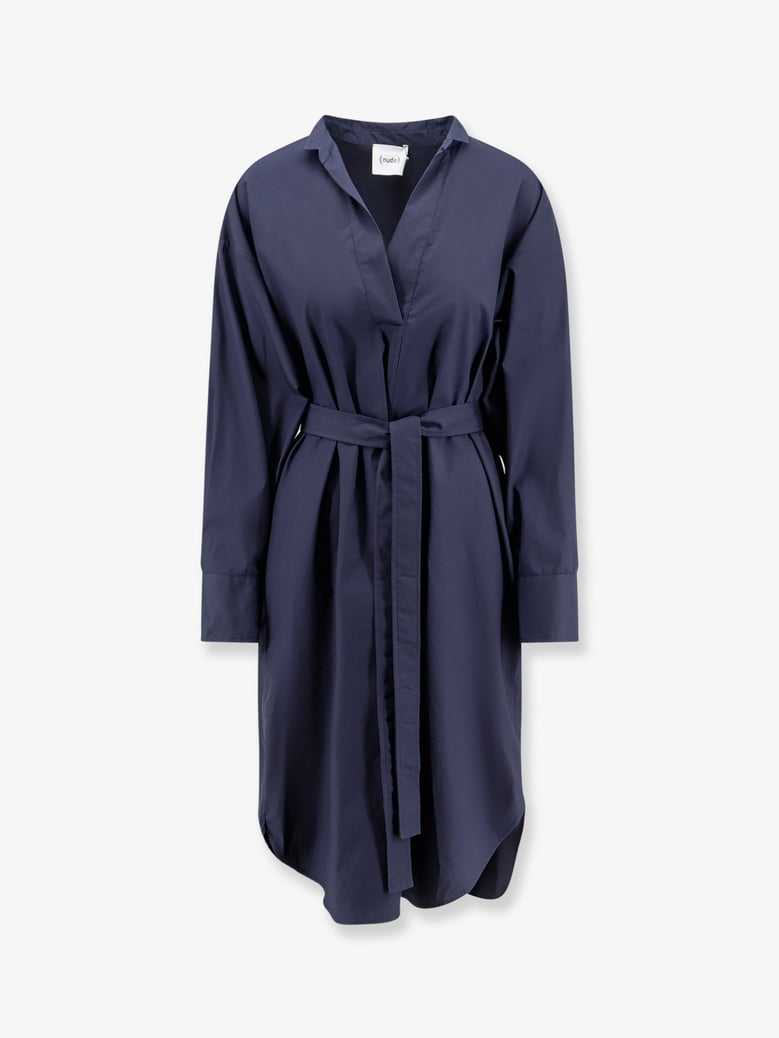 dress — belted cotton blue by Selfnex