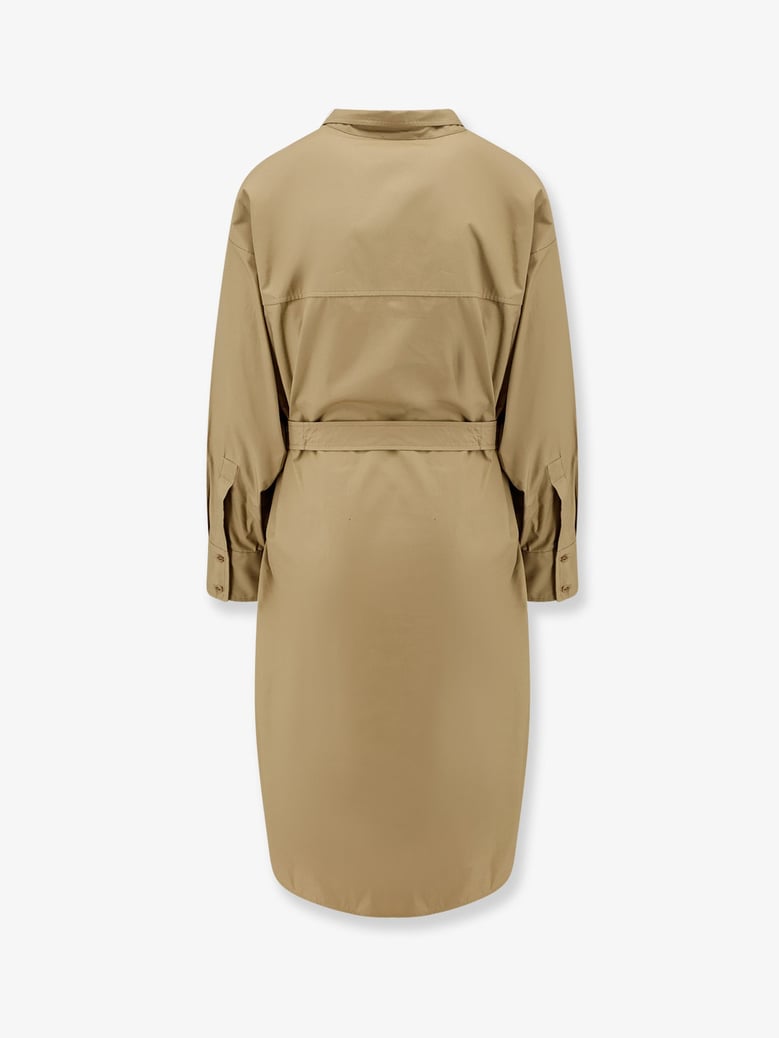cotton dress with belt beige by Selfnex