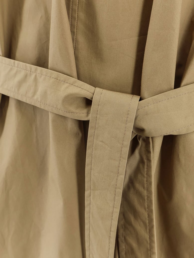 cotton dress with belt beige by Selfnex