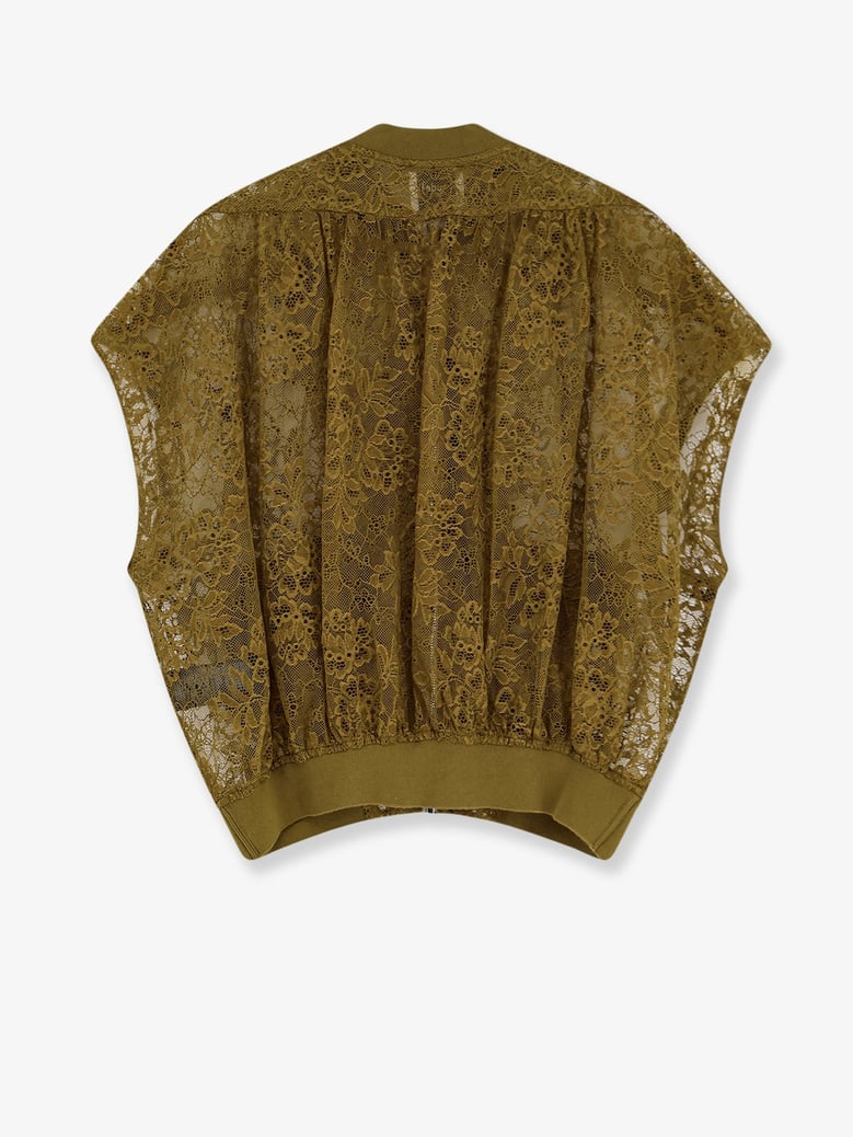 sleeveless lace jacket green by Selfnex