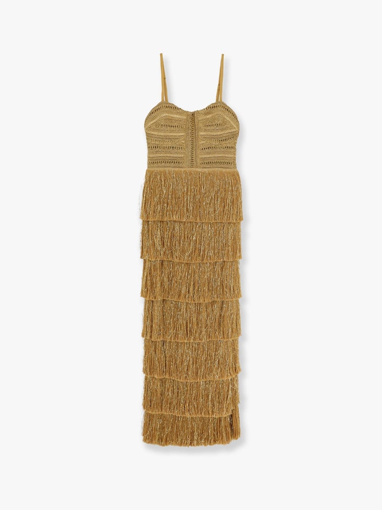 long dress with embroidered corset — gold by Selfnex