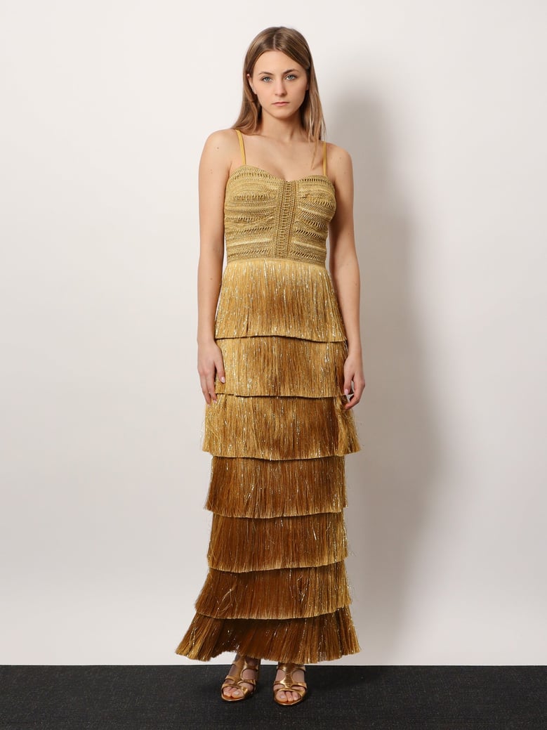 long dress with embroidered corset — gold by Selfnex