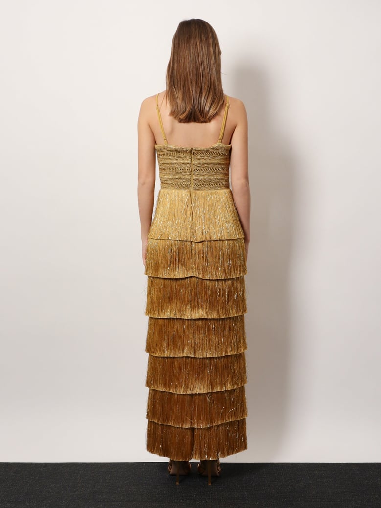 long dress with embroidered corset — gold by Selfnex