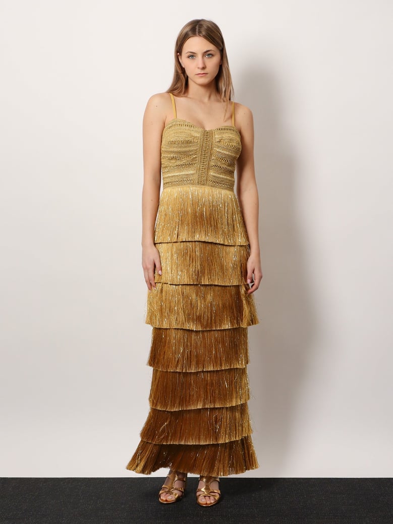 long dress with embroidered corset — gold by Selfnex
