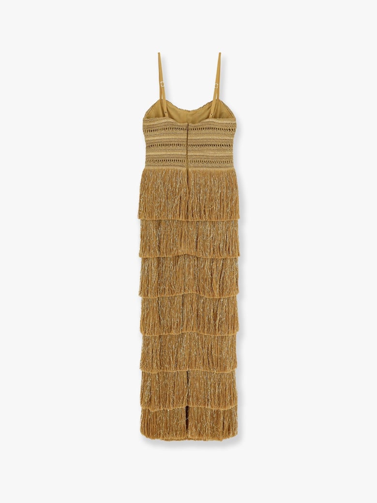 long dress with embroidered corset — gold by Selfnex