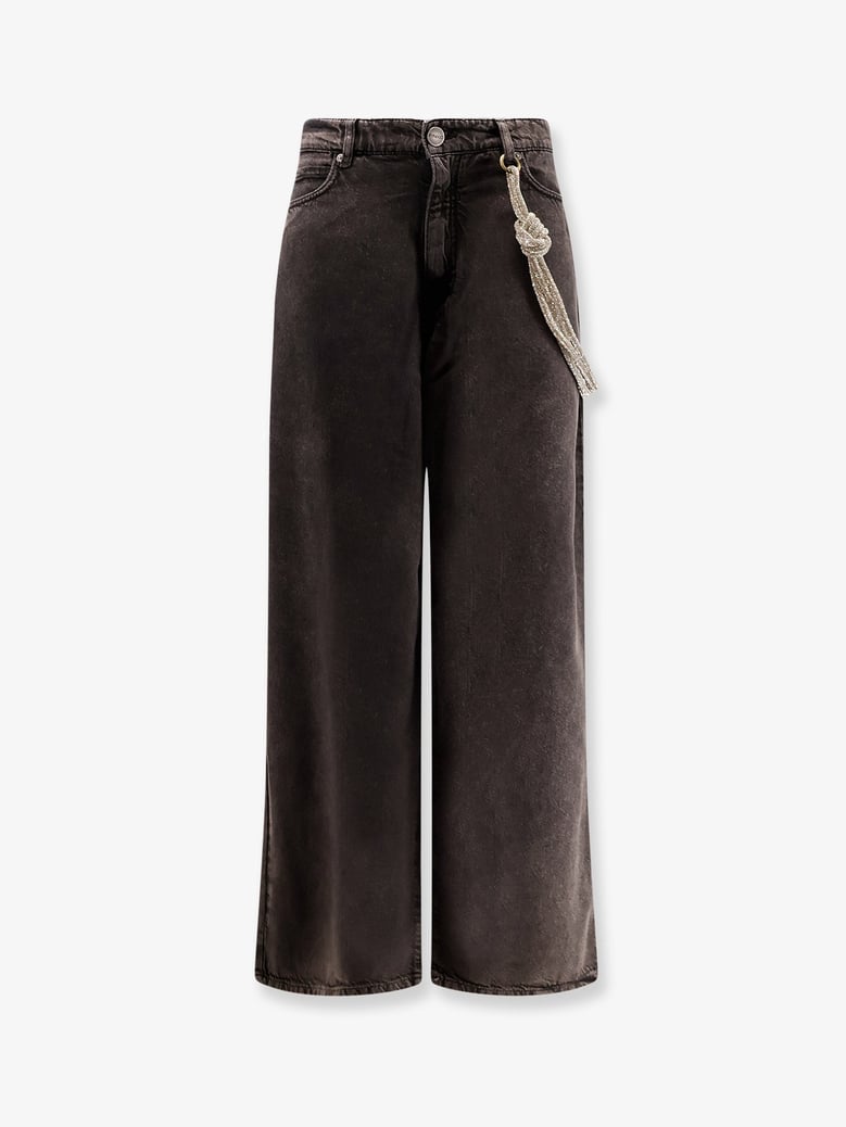 denim jeans with removable jewel rope by Selfnex