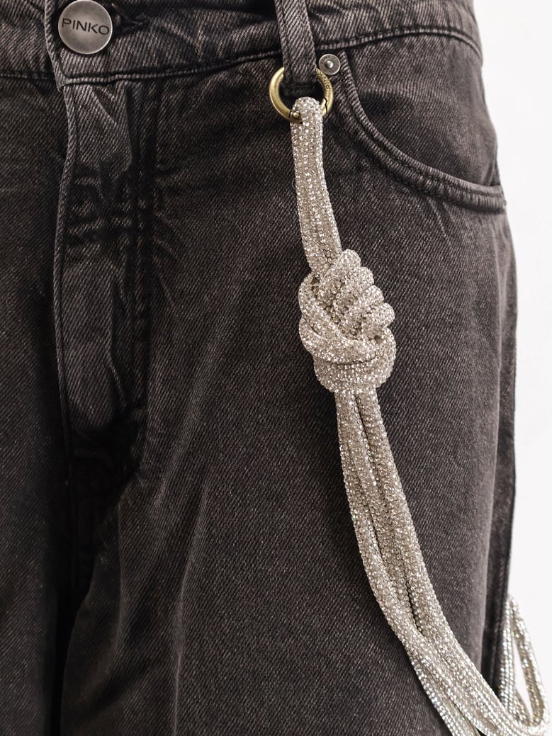 denim jeans with removable jewel rope by Selfnex