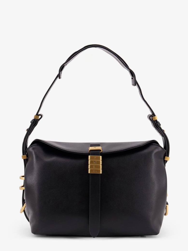 leather shoulder bag with metal logo detail by Selfnex