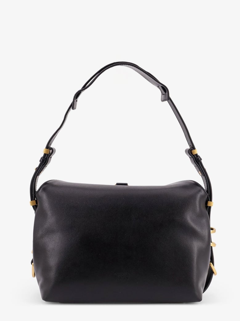 leather shoulder bag with metal logo detail by Selfnex