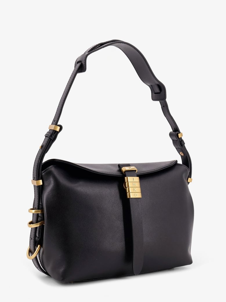 leather shoulder bag with metal logo detail by Selfnex
