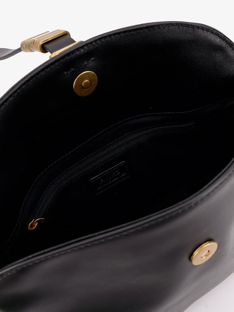 leather shoulder bag with metal logo detail by Selfnex