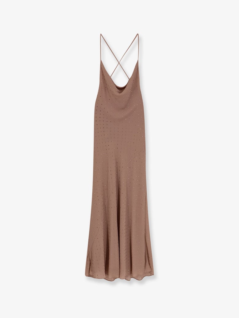 farro long dress with rhinestones by Selfnex