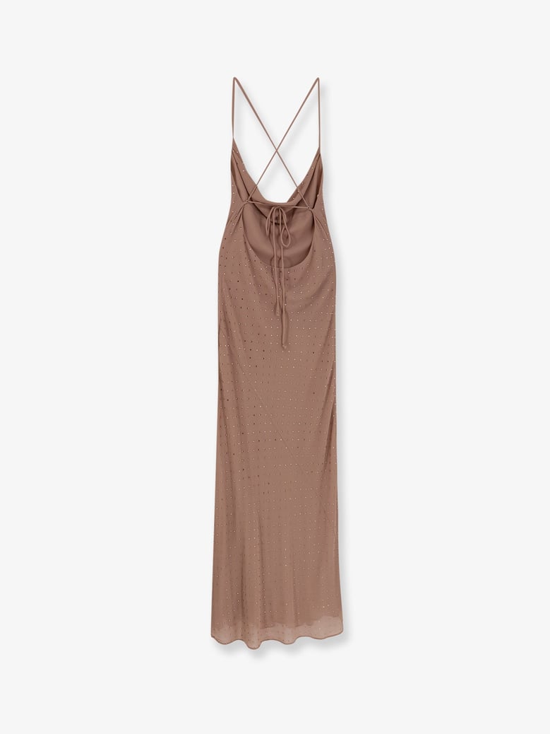 farro long dress with rhinestones by Selfnex