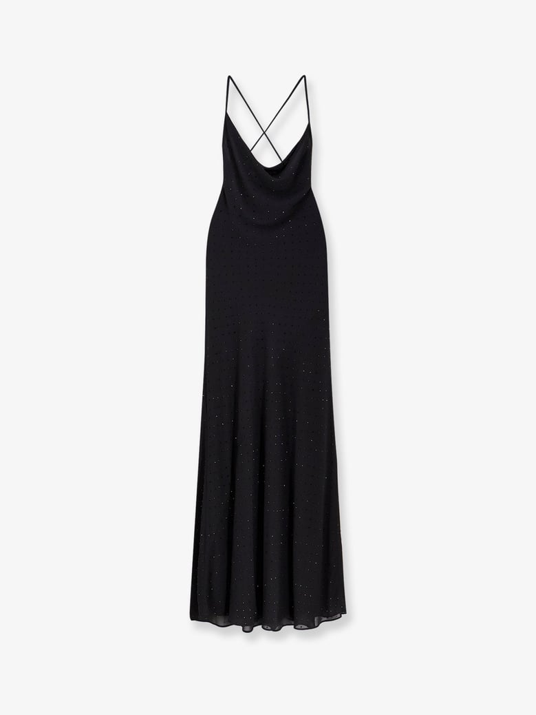 farro long dress with rhinestones by Selfnex