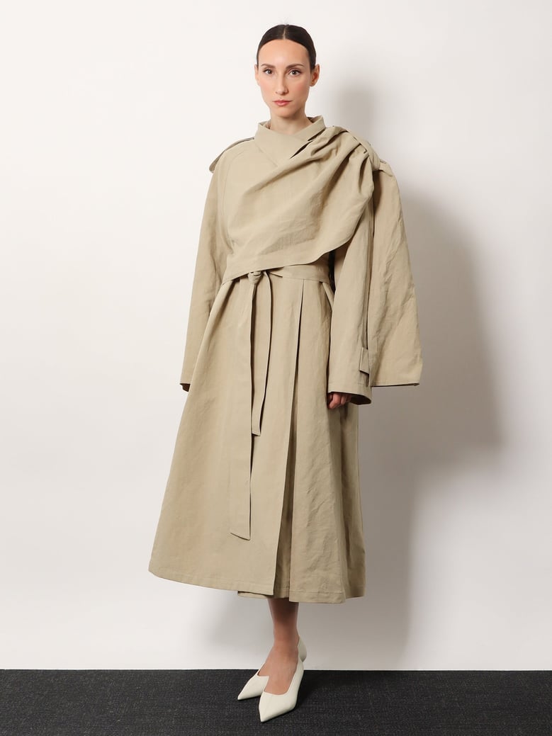 linen and cotton trench coat by Selfnex