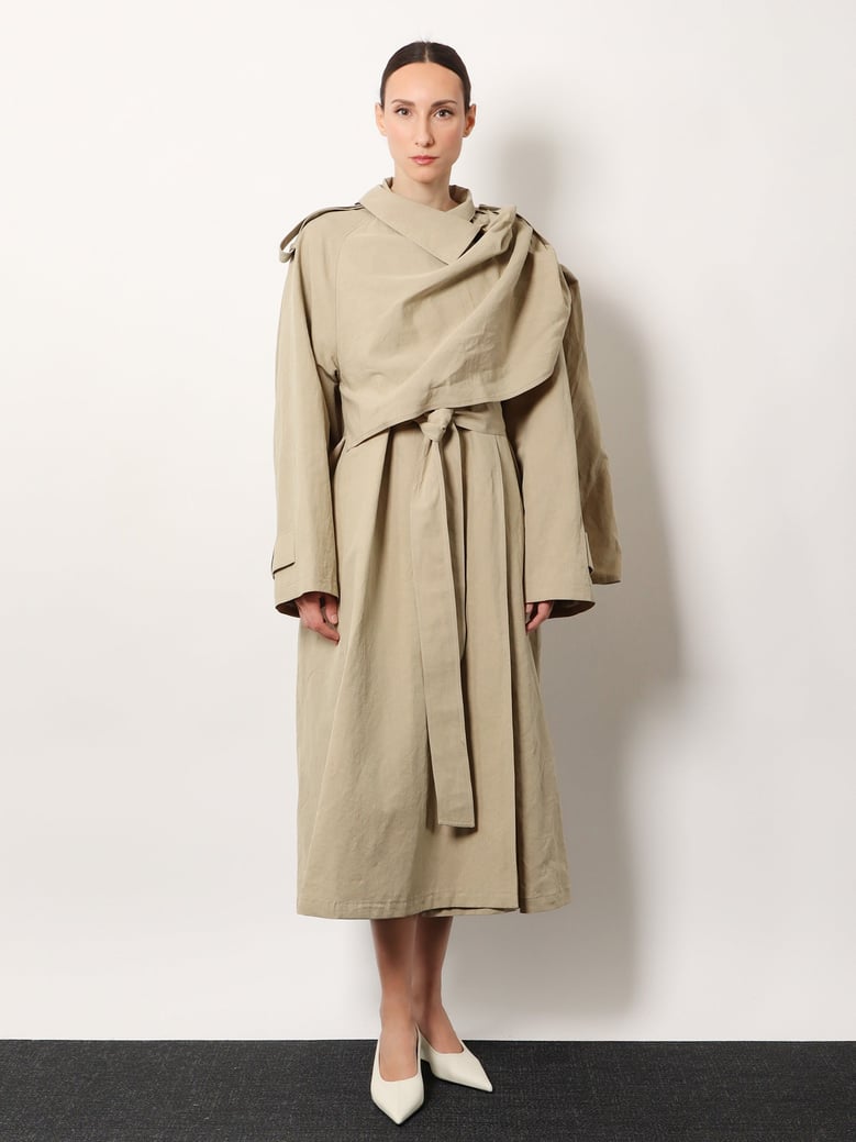 linen and cotton trench coat by Selfnex