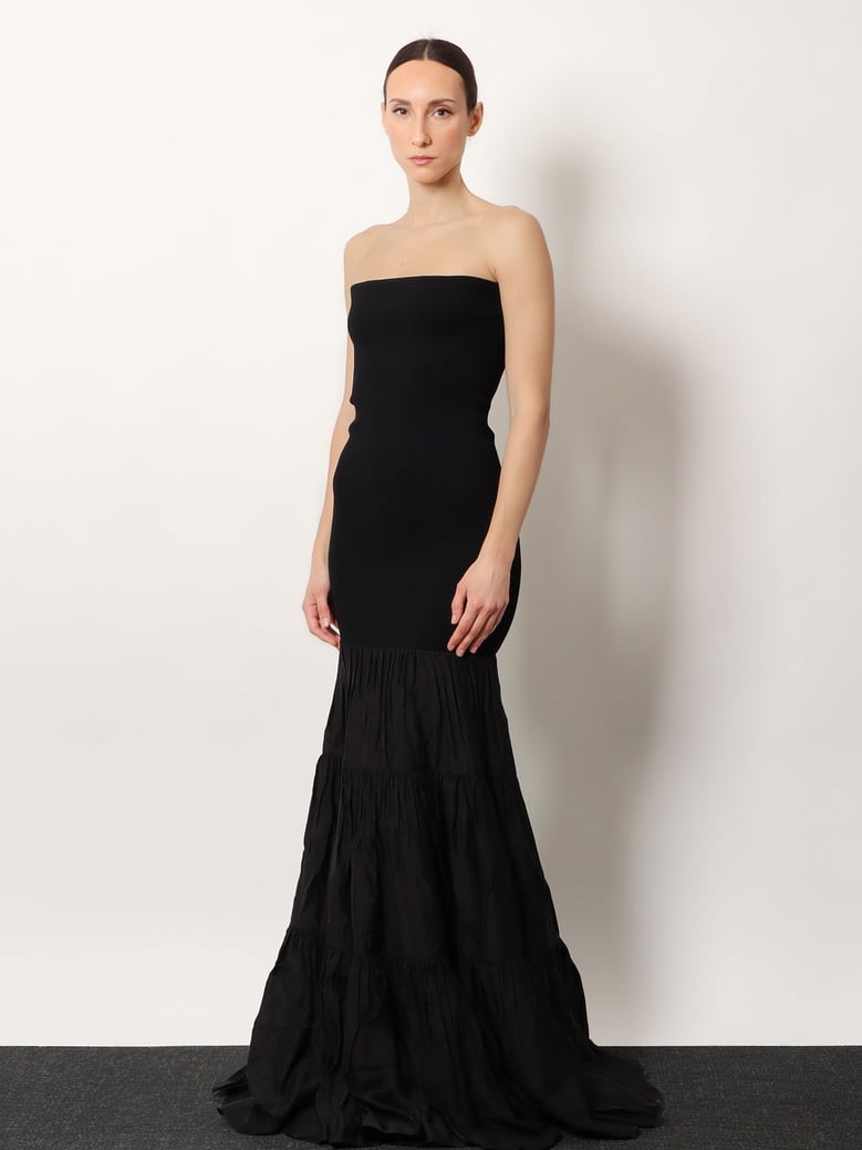 off-shoulder long dress black by Selfnex