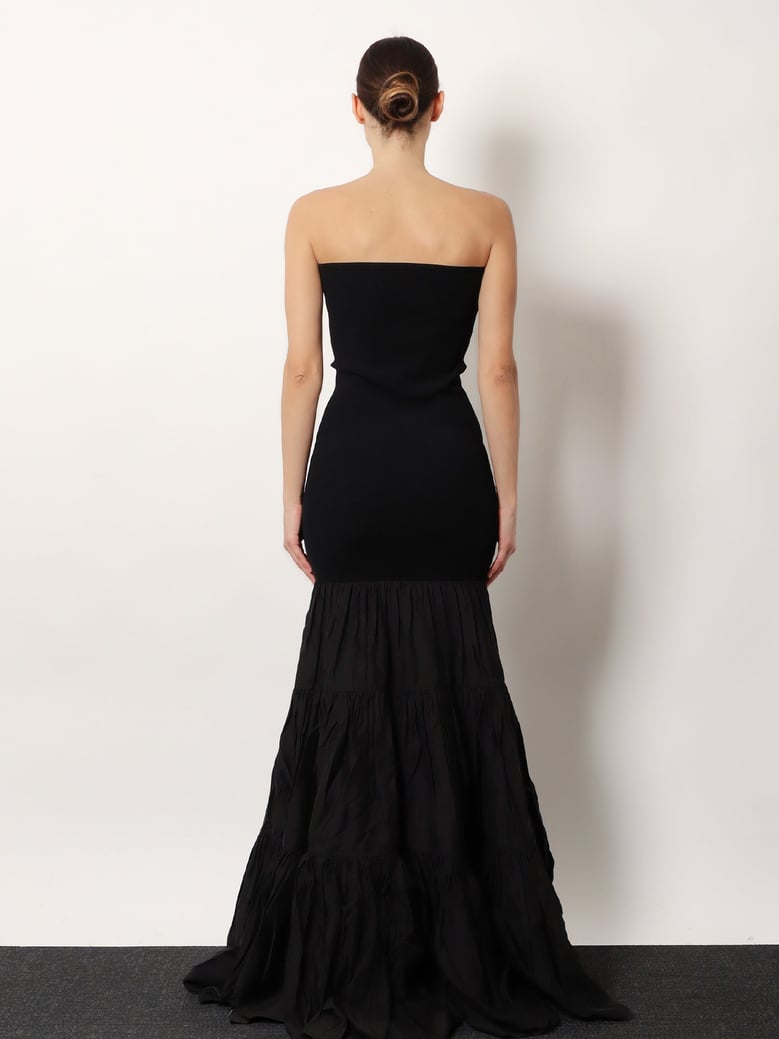 off-shoulder long dress black by Selfnex