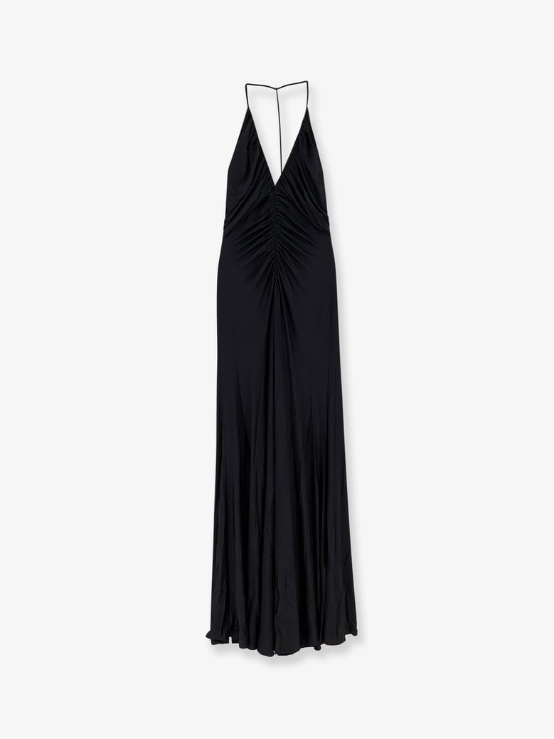 long dress gathered jersey black by Selfnex