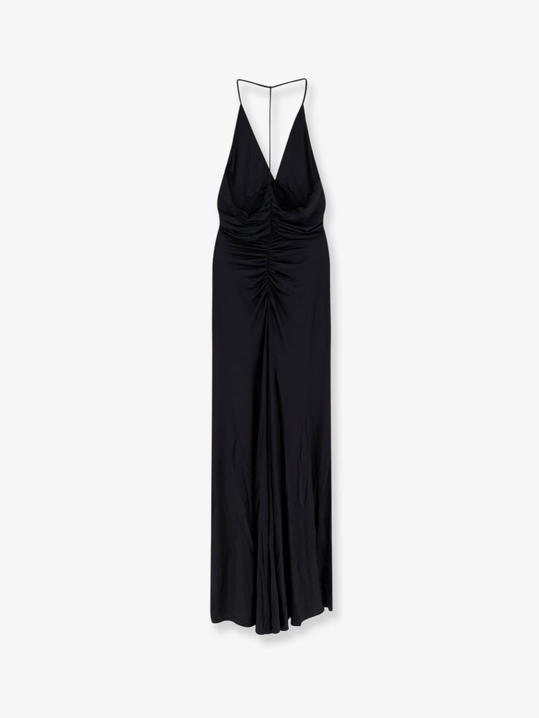 long dress gathered jersey black by Selfnex