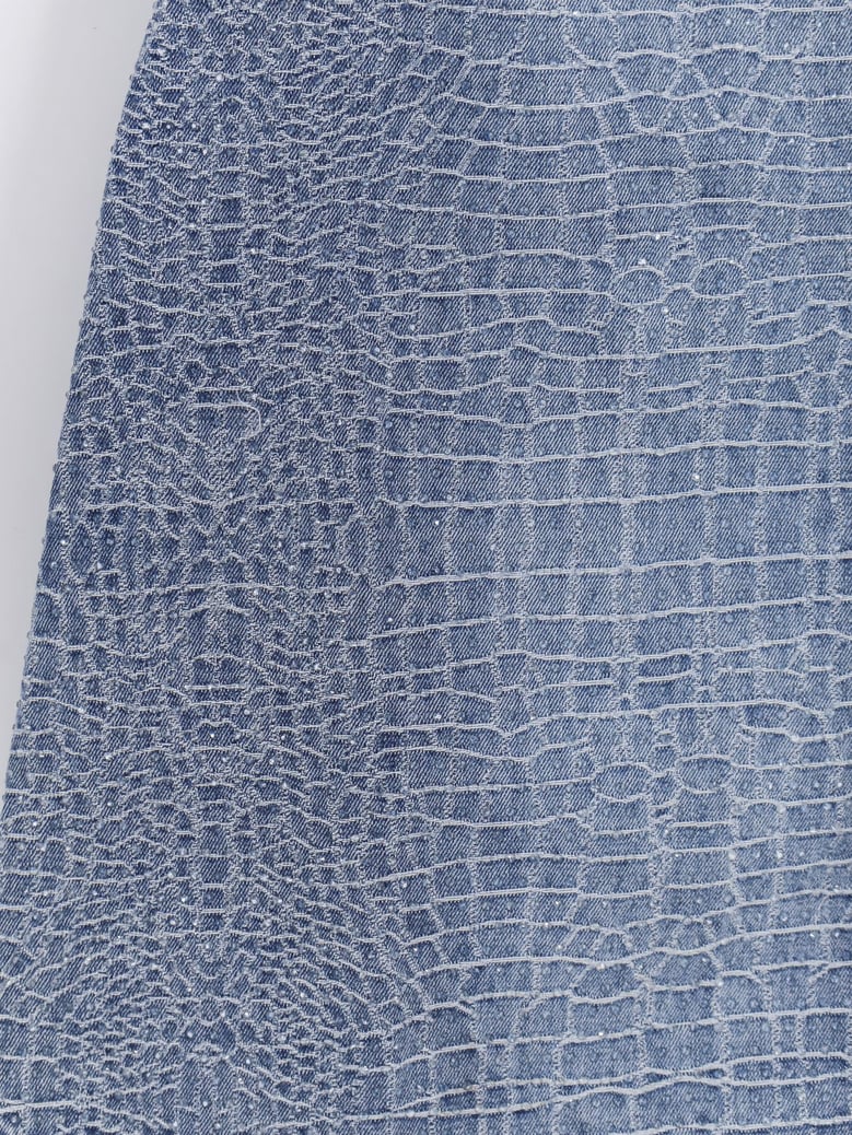dress croc-effect denim with rhinestones, blue by Selfnex