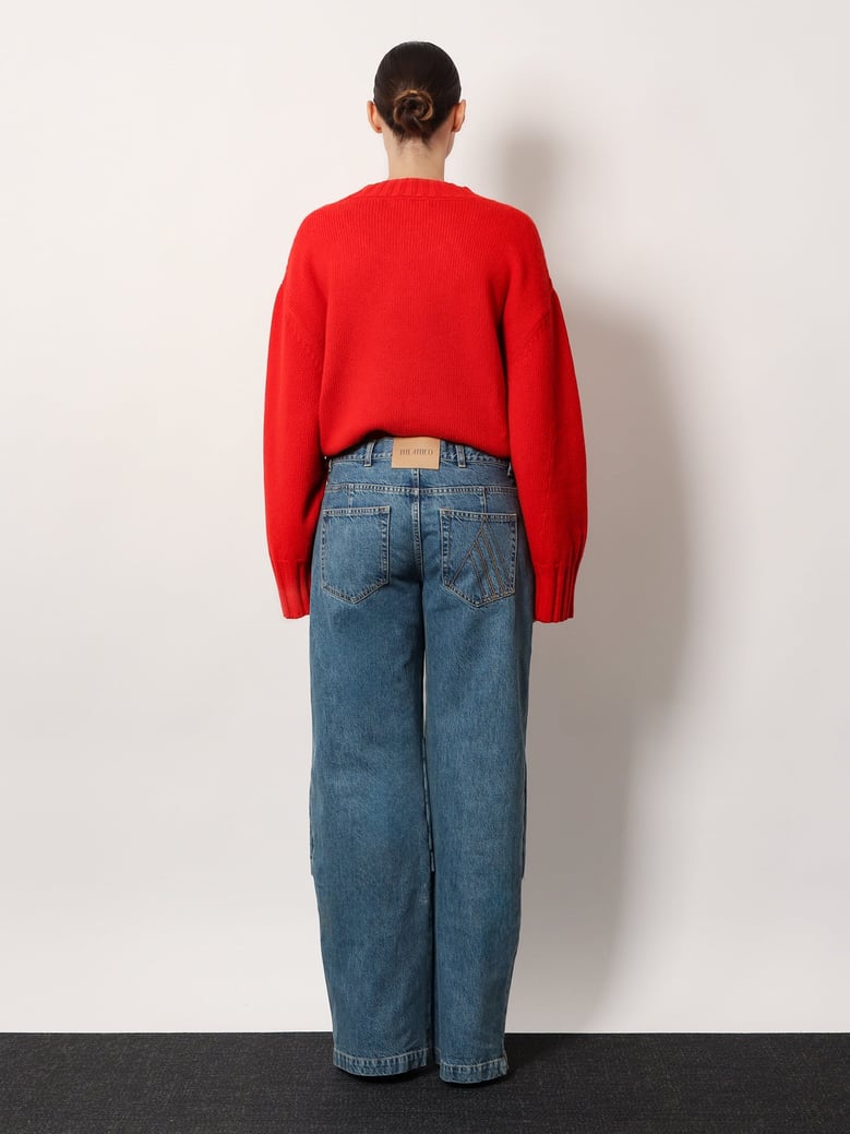 jeans with logo embroidery, blue by Selfnex