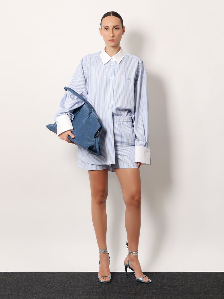 striped cotton shorts by Selfnex