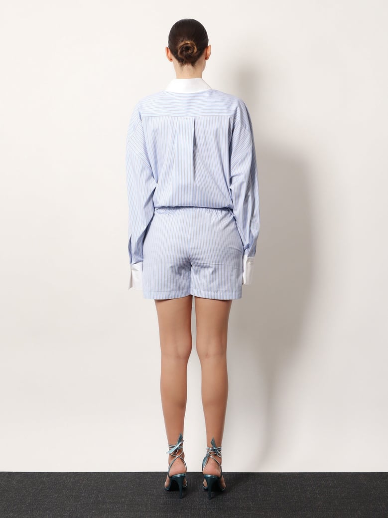 striped cotton shorts by Selfnex