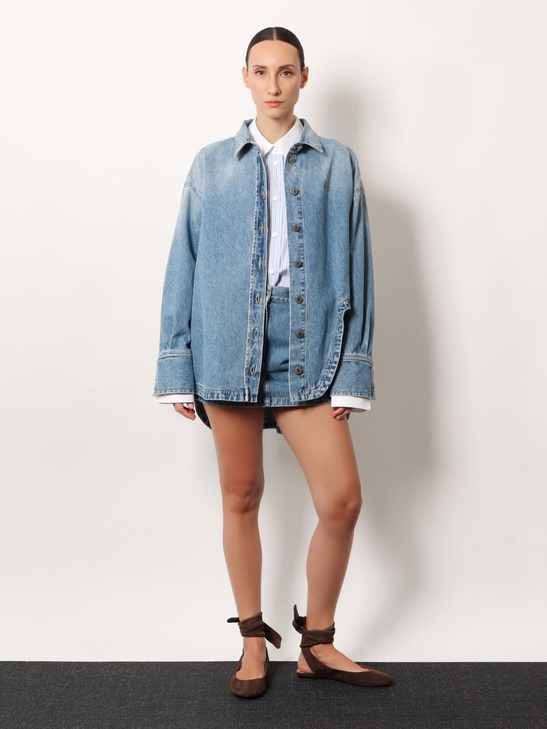 denim skirt with belt by Selfnex