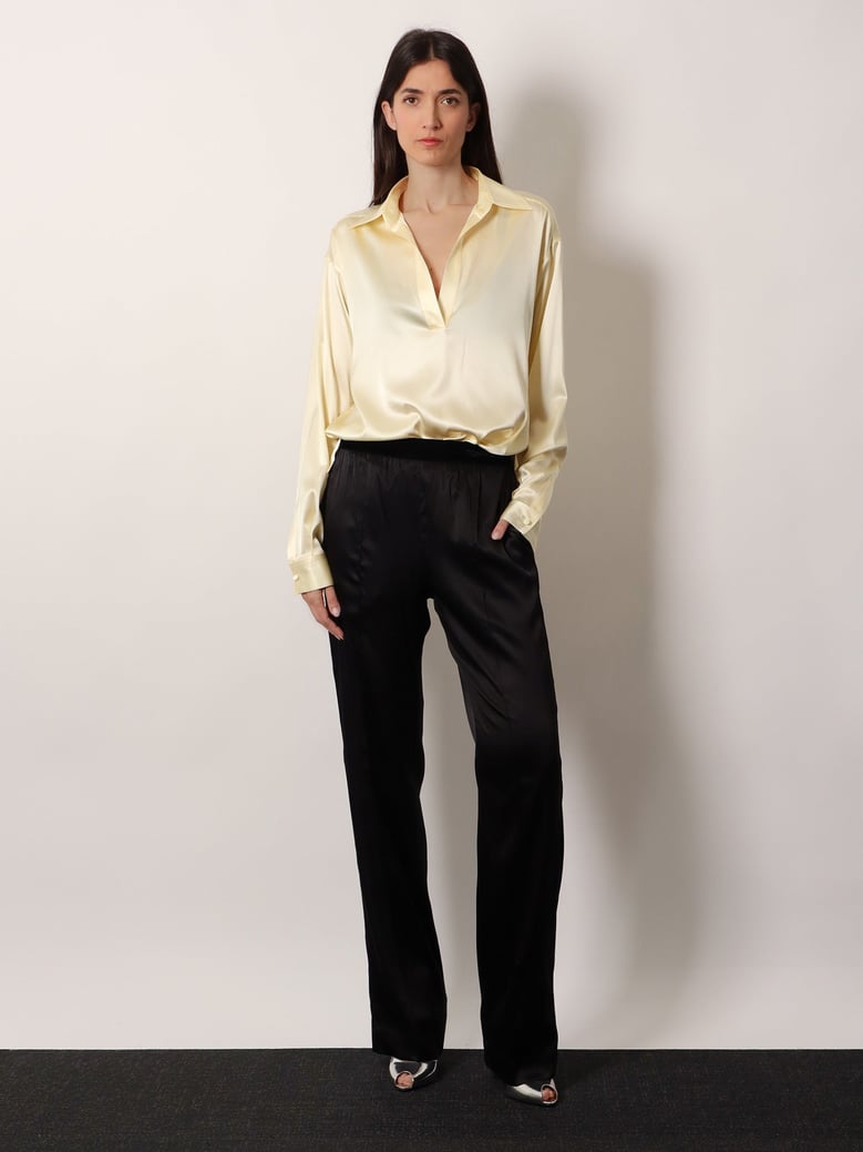 stretch satin trousers by Selfnex