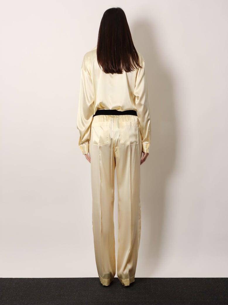 stretch satin trousers by Selfnex