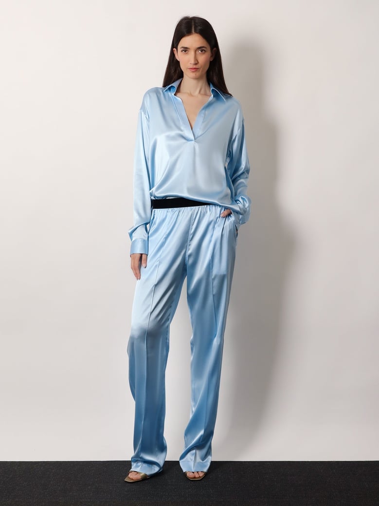 stretch satin shirt by Selfnex