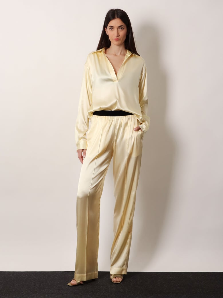 stretch satin shirt by Selfnex