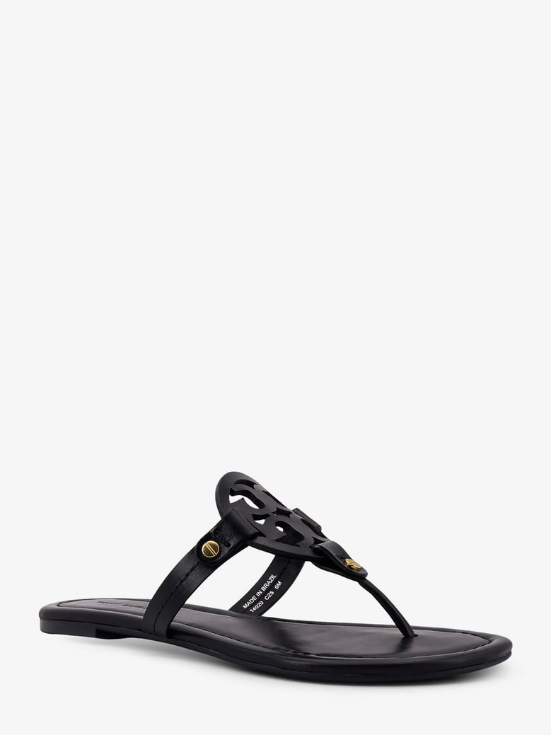 leather thong sandals with logo monogram by Selfnex