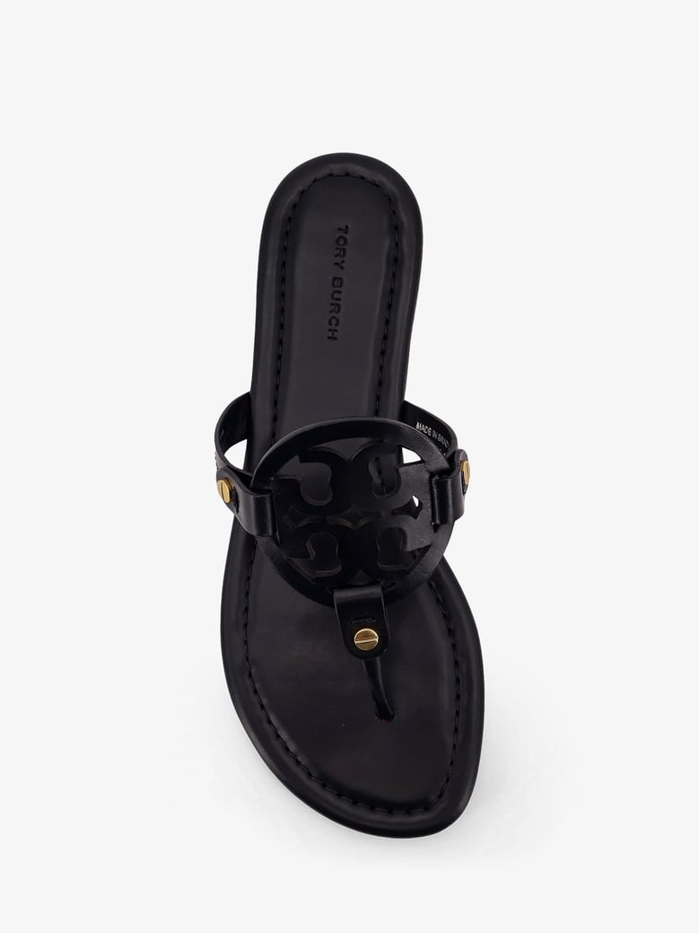 leather thong sandals with logo monogram by Selfnex