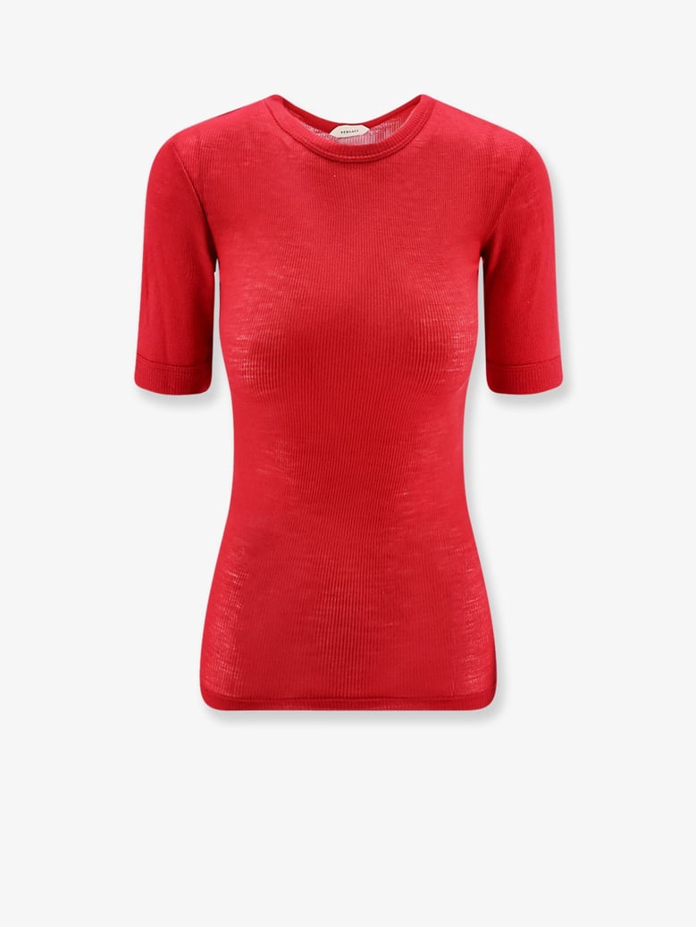 t-shirt ribbed virgin wool red by Selfnex