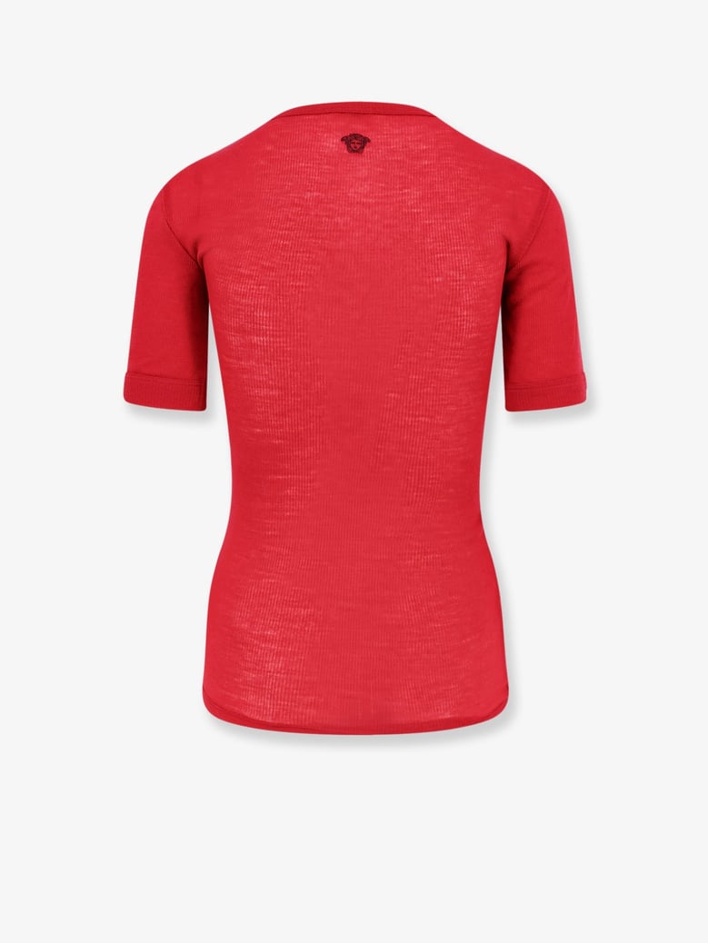 t-shirt ribbed virgin wool red by Selfnex