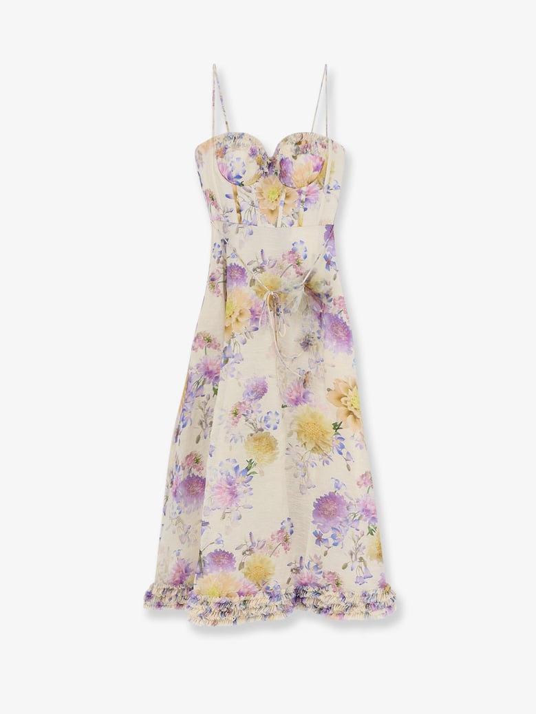 dress luna silk-linen midi beige by Selfnex