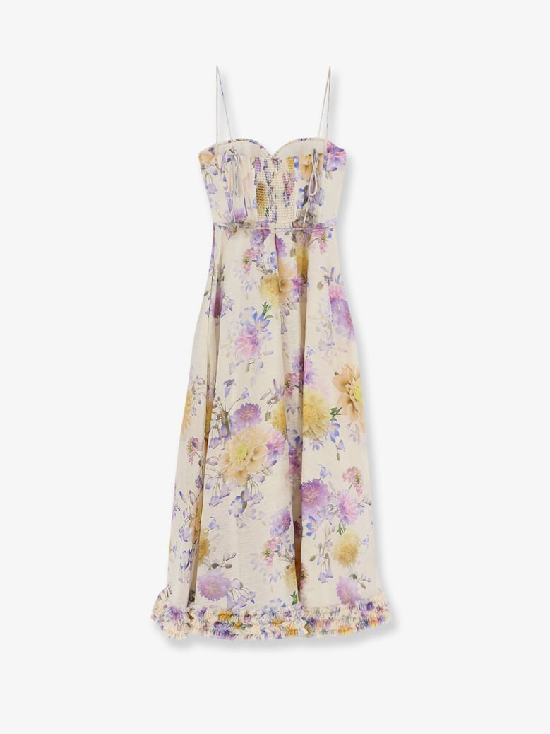 dress luna silk-linen midi beige by Selfnex