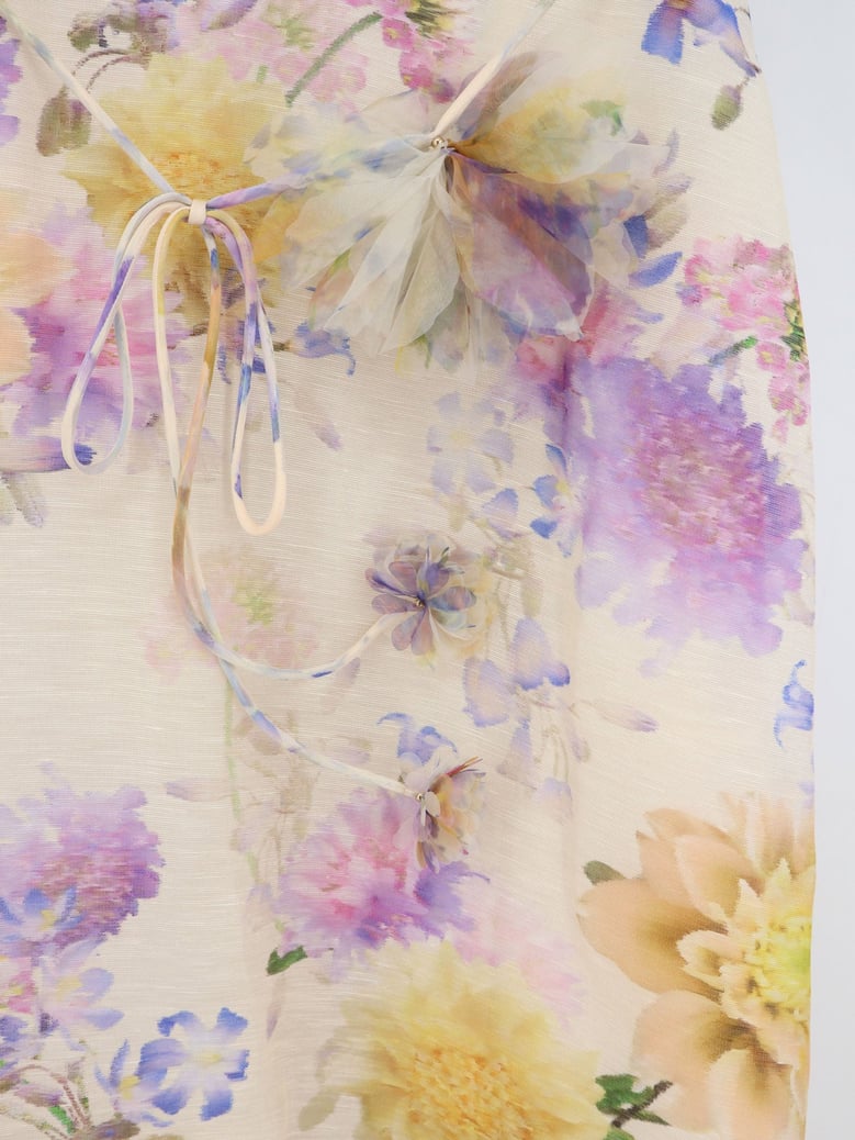 dress luna silk-linen midi beige by Selfnex