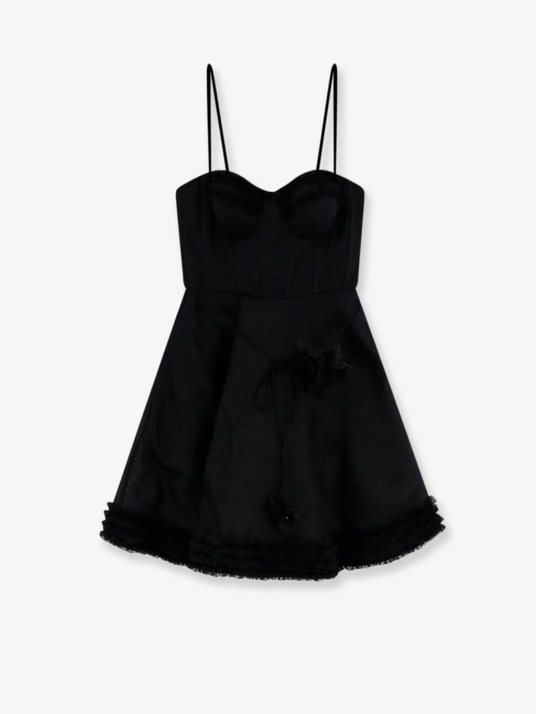 mini dress luna linen-silk black by Selfnex